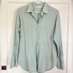Xierna green/cream stripe button down
